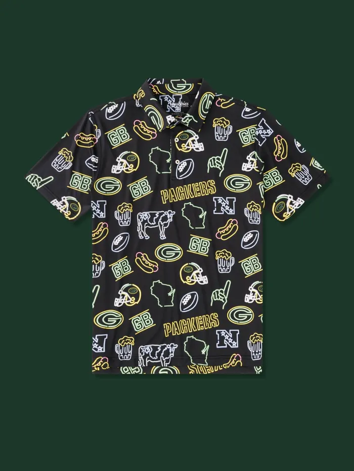 Chubbies Polos Men The Neon Packers Performance Polo 8211 Green Bay Packers Polo Chubbies Green Bay Packers Black Chubbies Polos Men The Neon Packers Performance Polo 8211 Green Bay Packers Polo Chubbies Green Bay Packers Black