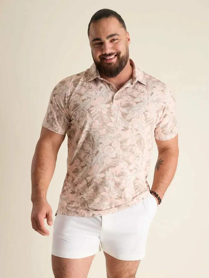 Chubbies Polos Men The Neutral Night Brown Floral Palms