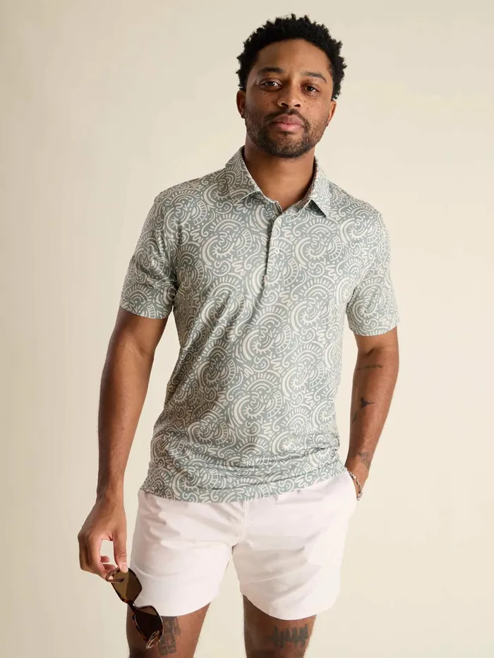 Chubbies Polos Men The Screen Saver Pale Green Abstract