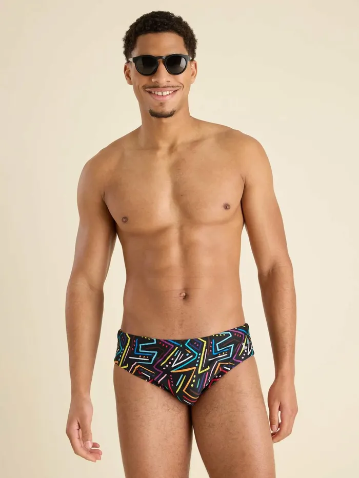 Chubbies Swim Men The Zig Zaggers Black Geometric Line