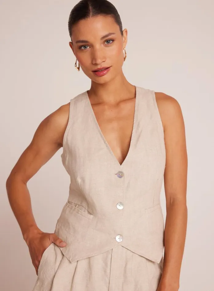 Cinch Back Vest 8211 Linen Sand Women Bella Dahl Sleeveless