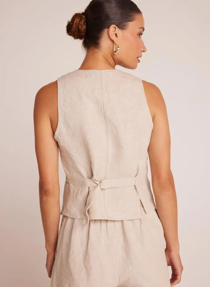 Cinch Back Vest 8211 Linen Sand Women Bella Dahl Sleeveless