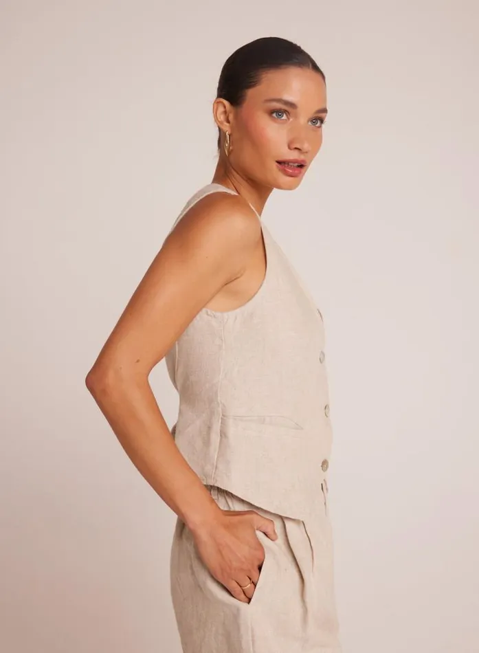 Cinch Back Vest 8211 Linen Sand Women Bella Dahl Sleeveless