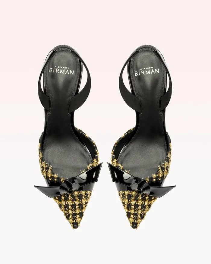 Clarita Bell Slingback 85 Tweed Oro Alexandre Birman Clarita Slingback Oro Women Alexandre Birman Pumps