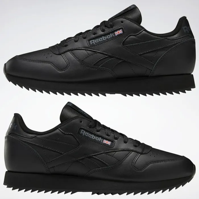 Classic Leather Mens Reebok Classic Leather Ripple Shoes Black