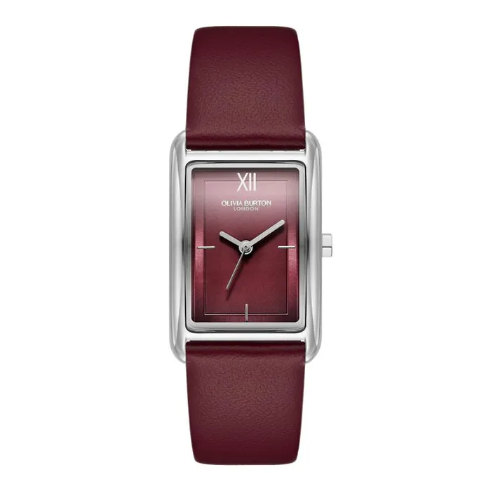 Classic Watches Women Olivia Burton 23mm Grove Silver and Cranberry Leather Strap Watch Classic Watches Women Olivia Burton 23mm Grove Silver and Cranberry Leather Strap Watch