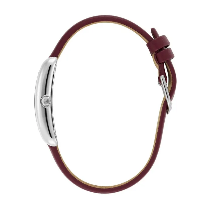 Classic Watches Women Olivia Burton 23mm Grove Silver and Cranberry Leather Strap Watch