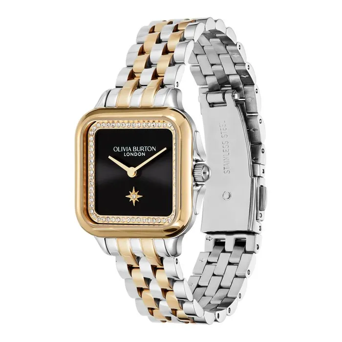 Classic Watches Women Olivia Burton 28mm Grosvenor Black and Two Tone Bracelet Watch