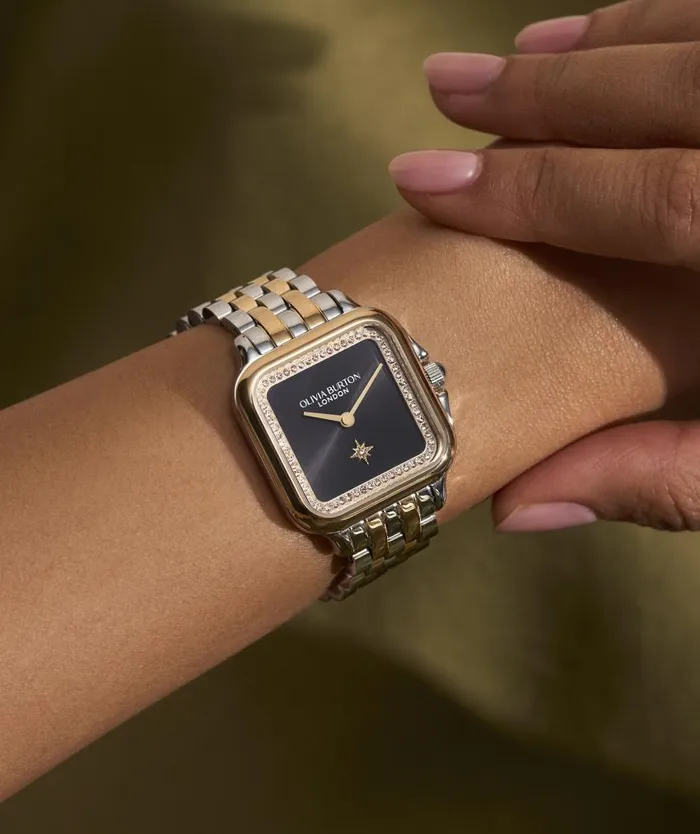 Classic Watches Women Olivia Burton 28mm Grosvenor Black and Two Tone Bracelet Watch