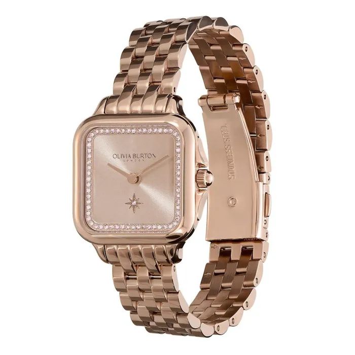 Classic Watches Women Olivia Burton 28mm Grosvenor Blush and Carnation Gold Bracelet Watch