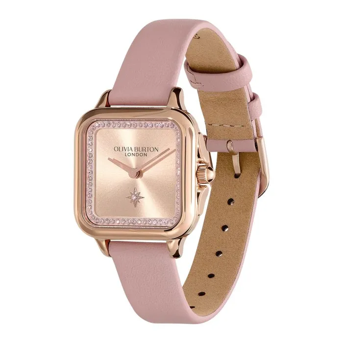 Classic Watches Women Olivia Burton 28mm Grosvenor Rose Gold and Mellow Rose Leather Strap Watch