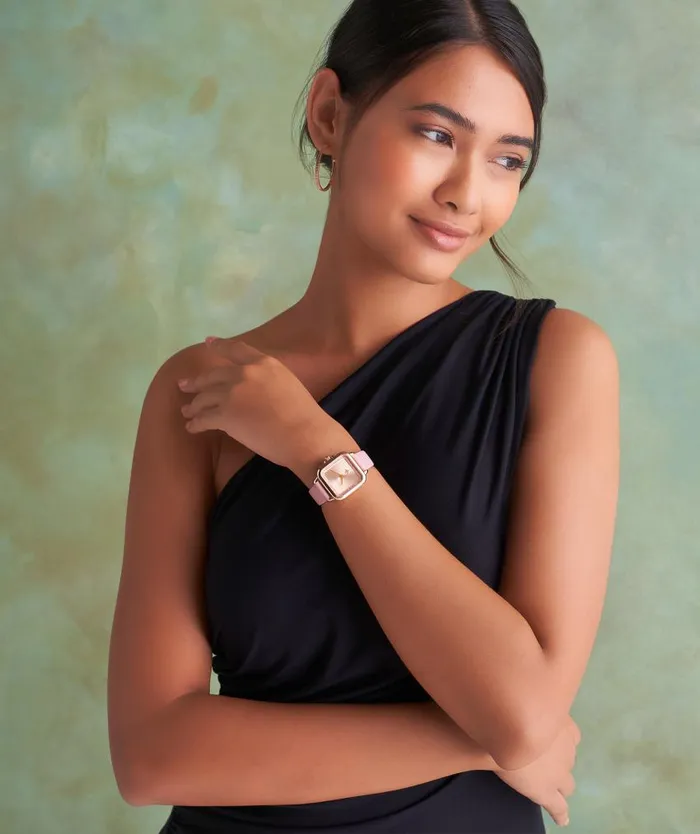 Classic Watches Women Olivia Burton 28mm Grosvenor Rose Gold and Mellow Rose Leather Strap Watch
