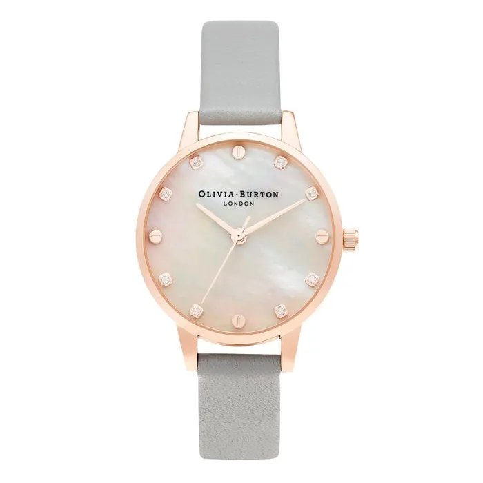 Classic Watches Women Olivia Burton 30mm Rose Gold and Gray Leather Strap Watch Classic Watches Women Olivia Burton 30mm Rose Gold and Gray Leather Strap Watch