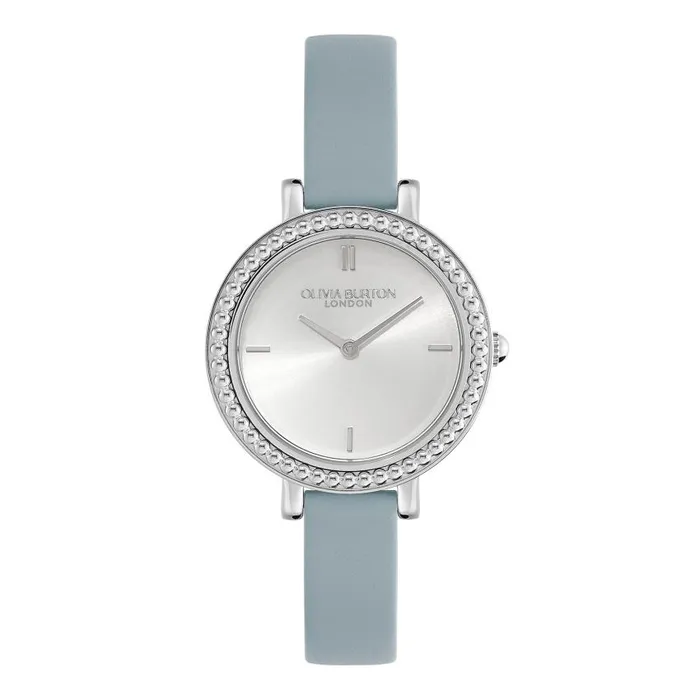 Classic Watches Women Olivia Burton 30mm Vintage Bead Silver and Chalk Blue Leather Strap Watch Classic Watches Women Olivia Burton 30mm Vintage Bead Silver and Chalk Blue Leather Strap Watch