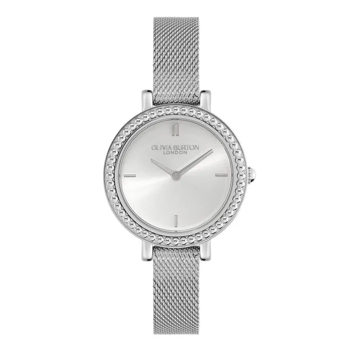Classic Watches Women Olivia Burton 30mm Vintage Bead Silver Mesh Watch