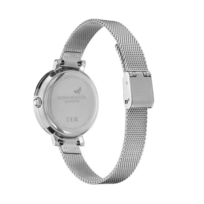 Classic Watches Women Olivia Burton 30mm Vintage Bead Silver Mesh Watch