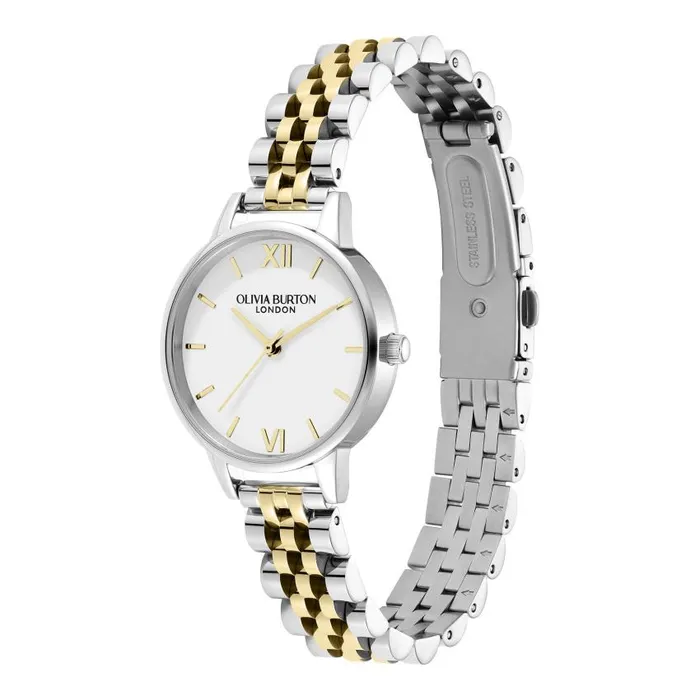 Classic Watches Women Olivia Burton 30mm White and Two Tone Bracelet Watch