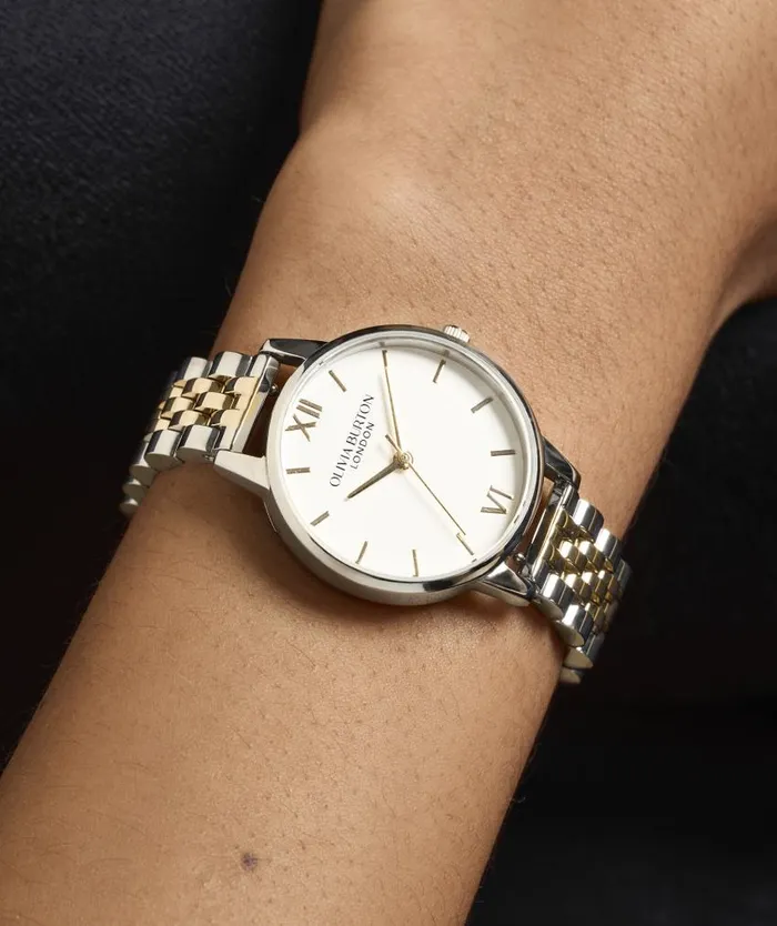 Classic Watches Women Olivia Burton 30mm White and Two Tone Bracelet Watch