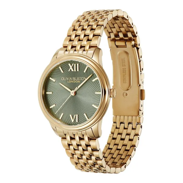 Classic Watches Women Olivia Burton 32mm Swirl Sage Green and Gold Bracelet Watch
