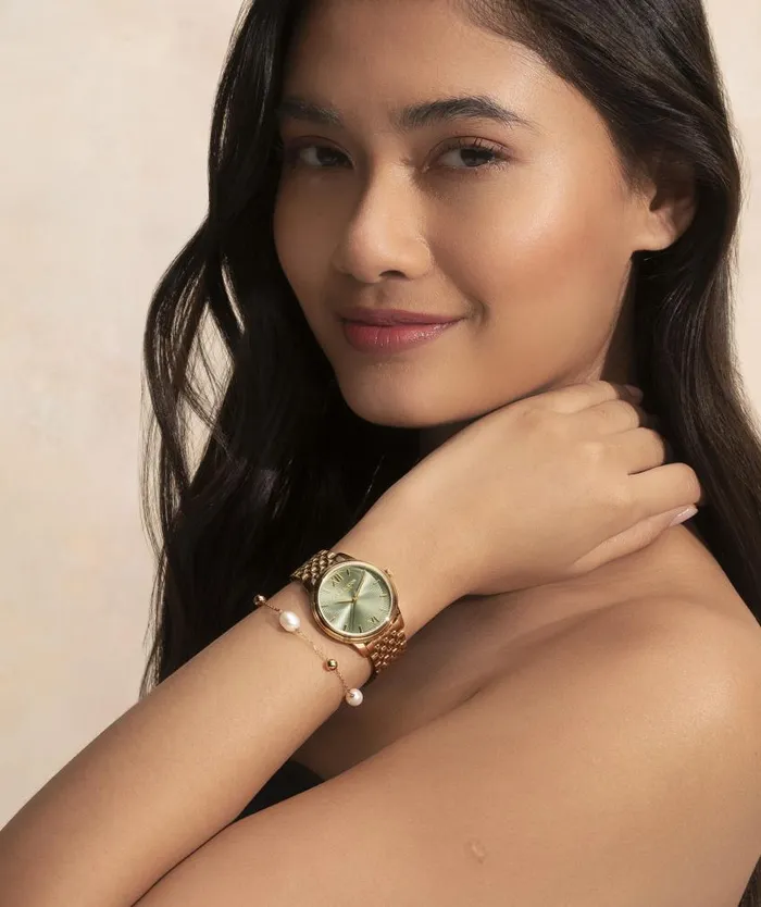 Classic Watches Women Olivia Burton 32mm Swirl Sage Green and Gold Bracelet Watch