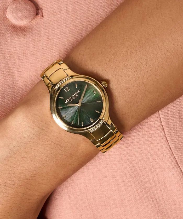 Classic Watches Women Olivia Burton 34mm Lea Forest Green and Gold Bracelet Watch