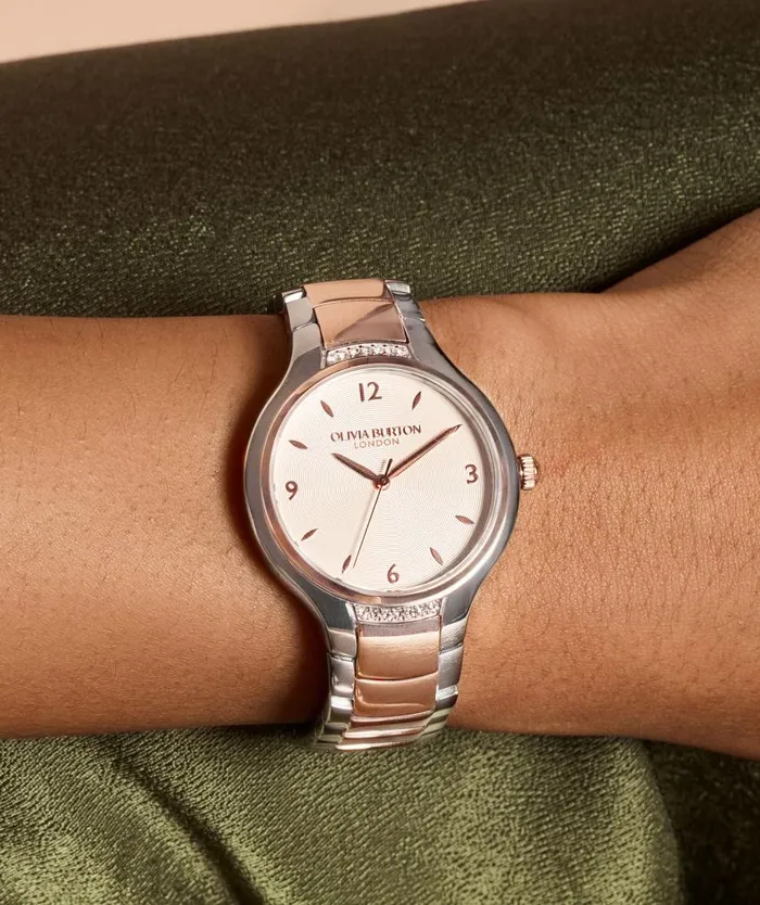 Classic Watches Women Olivia Burton 34mm Lea White and Two Tone Bracelet Watch