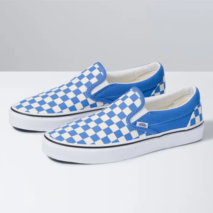 Classics Shoes MenWomen Vans Checkerboard Classic SlipOn Nebulas Bluetrue White