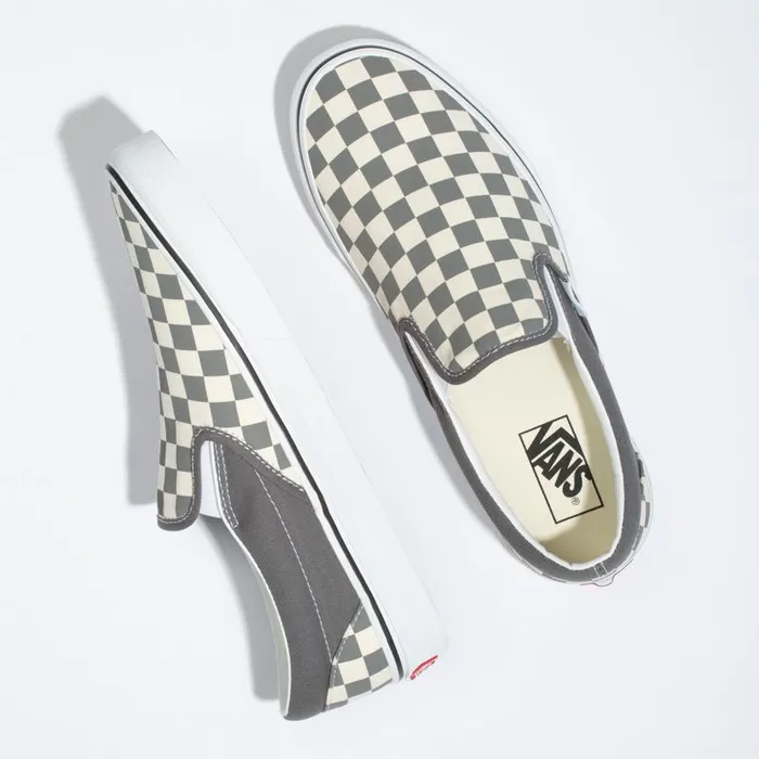 Classics Shoes MenWomen Vans Checkerboard SlipOn Pewtertrue White Classics Shoes MenWomen Vans Checkerboard SlipOn Pewtertrue White