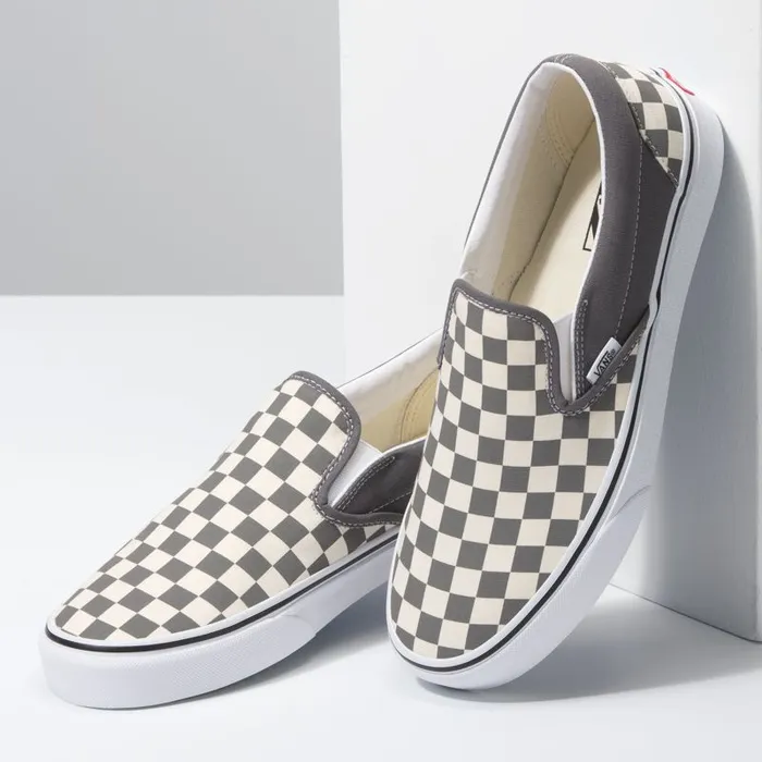 Classics Shoes MenWomen Vans Checkerboard SlipOn Pewtertrue White Classics Shoes MenWomen Vans Checkerboard SlipOn Pewtertrue White