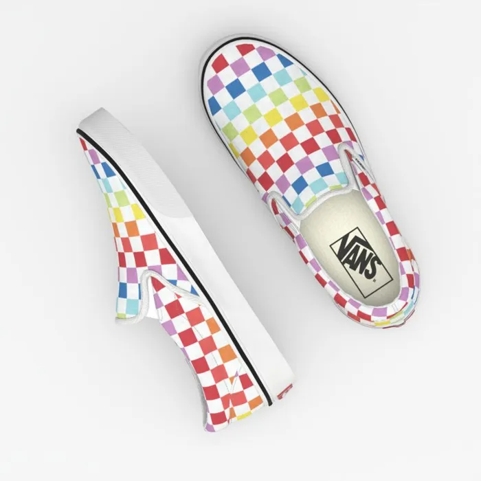 Classics Shoes MenWomen Vans Checkerboard SlipOn Rainbowtrue White Classics Shoes MenWomen Vans Checkerboard SlipOn Rainbowtrue White