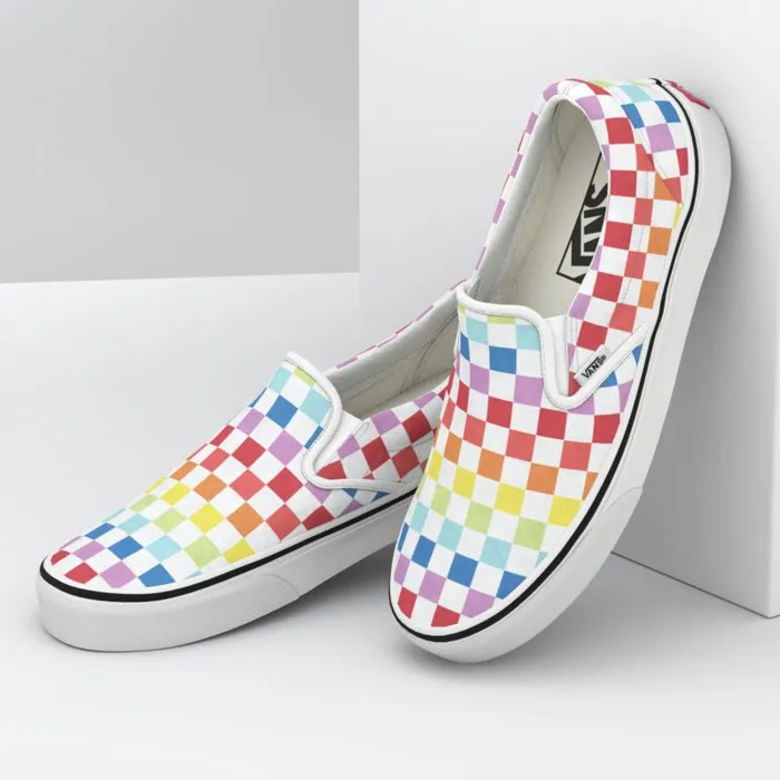 Classics Shoes MenWomen Vans Checkerboard SlipOn Rainbowtrue White Classics Shoes MenWomen Vans Checkerboard SlipOn Rainbowtrue White