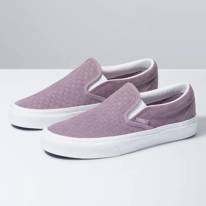 Classics Shoes MenWomen Vans Emboss Mini Check Classic SlipOn Nirvanatrue White