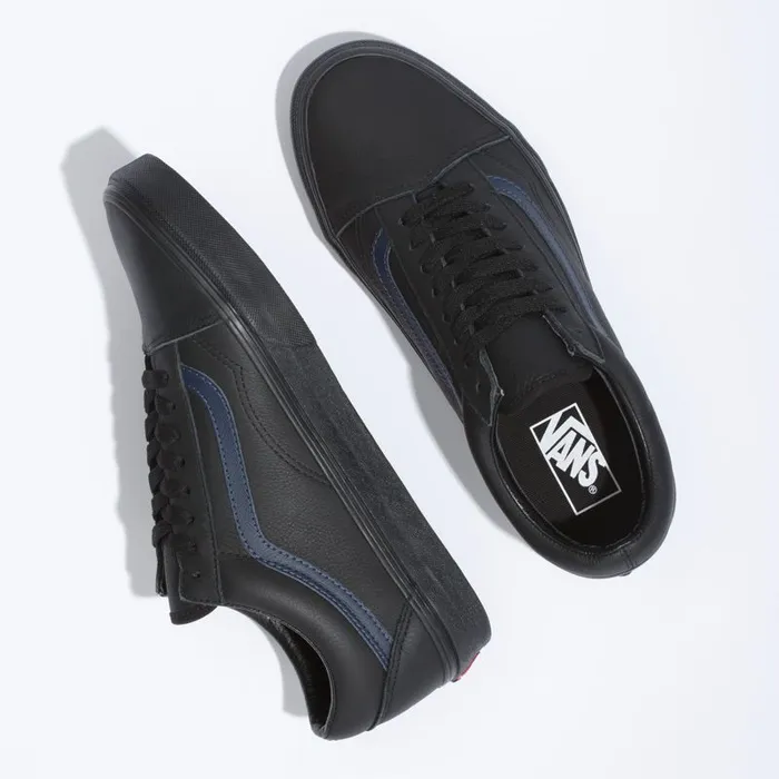 Classics Shoes MenWomen Vans Leather Pop Old Skool Blackdress Blues Classics Shoes MenWomen Vans Leather Pop Old Skool Blackdress Blues