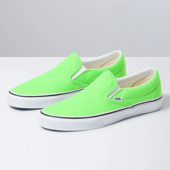 Classics Shoes MenWomen Vans Neon SlipOn Green Geckotrue White