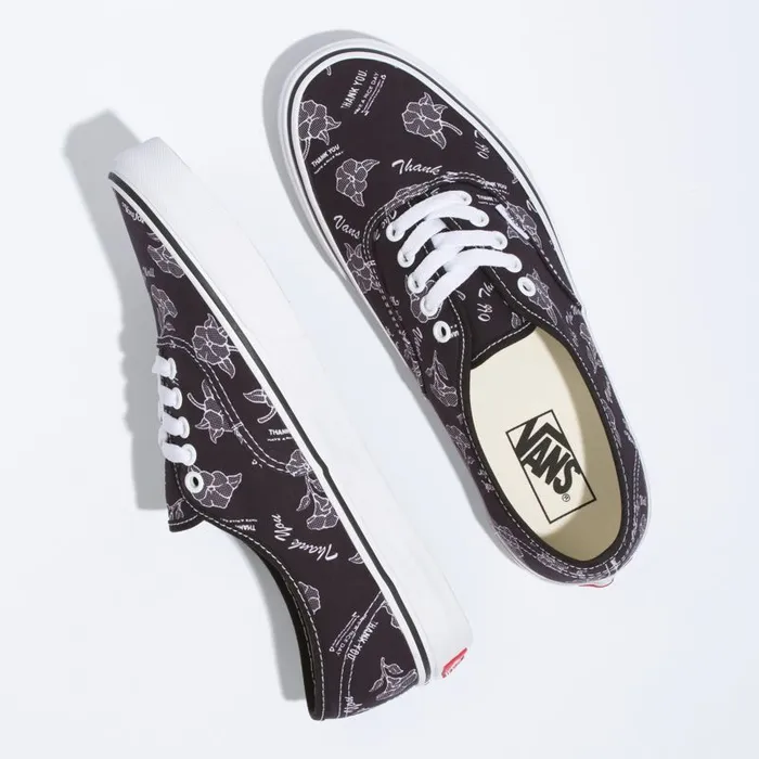 Classics Shoes MenWomen Vans Thank You Floral Authentic Blacktrue White Classics Shoes MenWomen Vans Thank You Floral Authentic Blacktrue White