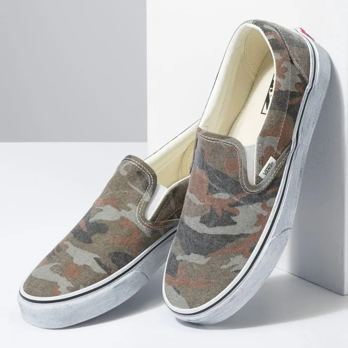 Classics Shoes MenWomen Vans Washed Classic SlipOn Camotrue White Classics Shoes MenWomen Vans Washed Classic SlipOn Camotrue White