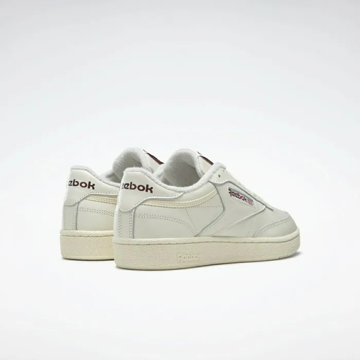 Classics Shoes Mens Reebok Club C 85 Shoes Classic White Classic White Collegiate Burgundy