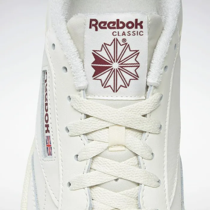 Classics Shoes Mens Reebok Club C 85 Shoes Classic White Classic White Collegiate Burgundy
