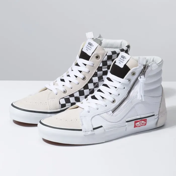 Classics Shoes Women Vans Checkerboard Sk8Hi Reissue Cap True Whiteblack