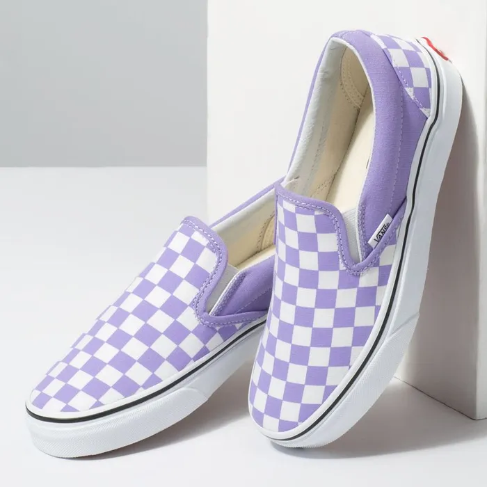 Classics Shoes Women Vans Checkerboard SlipOn Violet Tuliptrue White Classics Shoes Women Vans Checkerboard SlipOn Violet Tuliptrue White