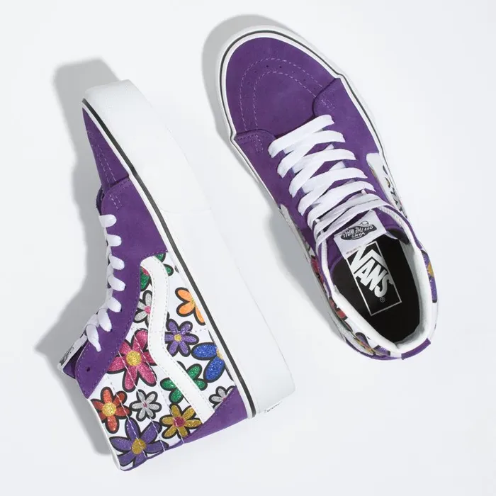 Classics Shoes Women Vans Glitter Daisies Sk8Hi Platform 20 Rainbowtrue White Classics Shoes Women Vans Glitter Daisies Sk8Hi Platform 20 Rainbowtrue White