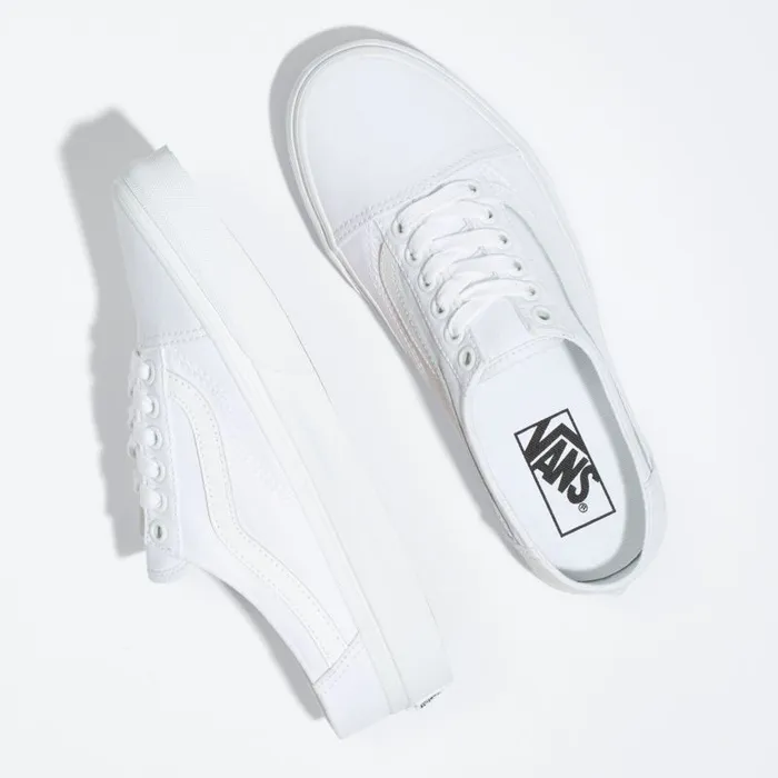 Classics Shoes Women Vans Old Skool Mule Whitetrue White Classics Shoes Women Vans Old Skool Mule Whitetrue White