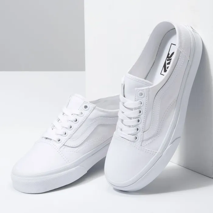 Classics Shoes Women Vans Old Skool Mule Whitetrue White Classics Shoes Women Vans Old Skool Mule Whitetrue White