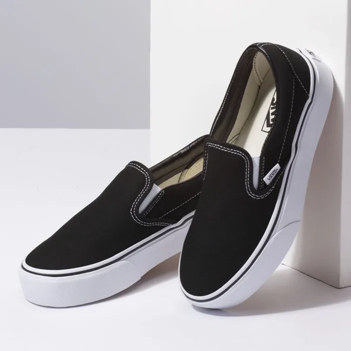 Classics Shoes Women Vans SlipOn Platform Black Classics Shoes Women Vans SlipOn Platform Black