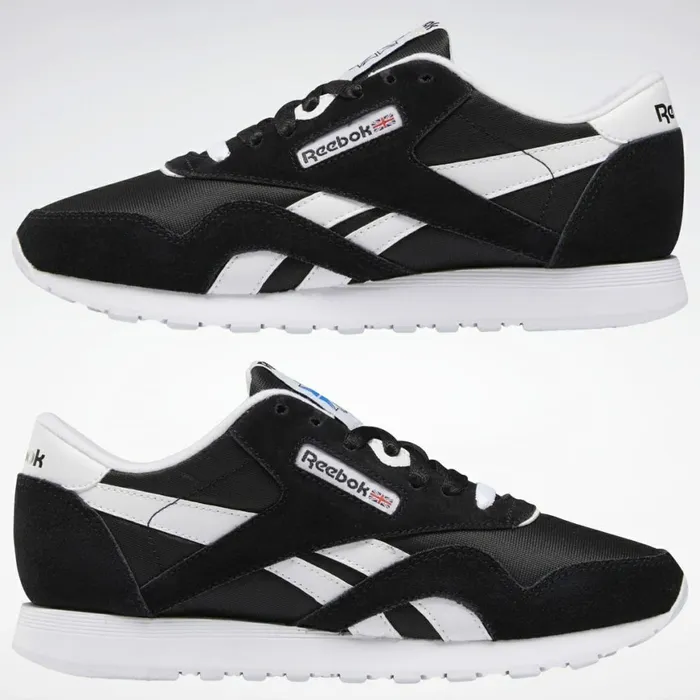 Classics Shoes Womens Reebok Classic Nylon Shoes Black Black White