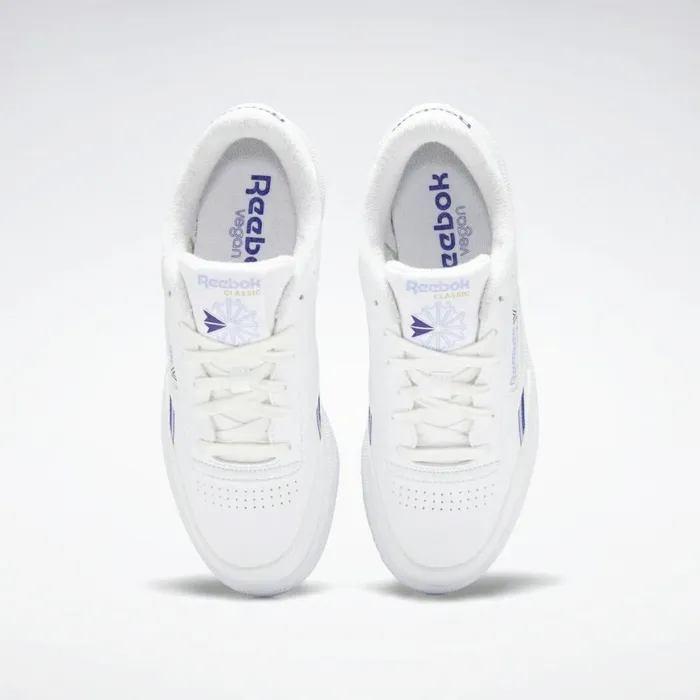 Classics Shoes Womens Reebok Club C 85 Vegan Shoes Ftwr White Lilac Glow Bold Purple