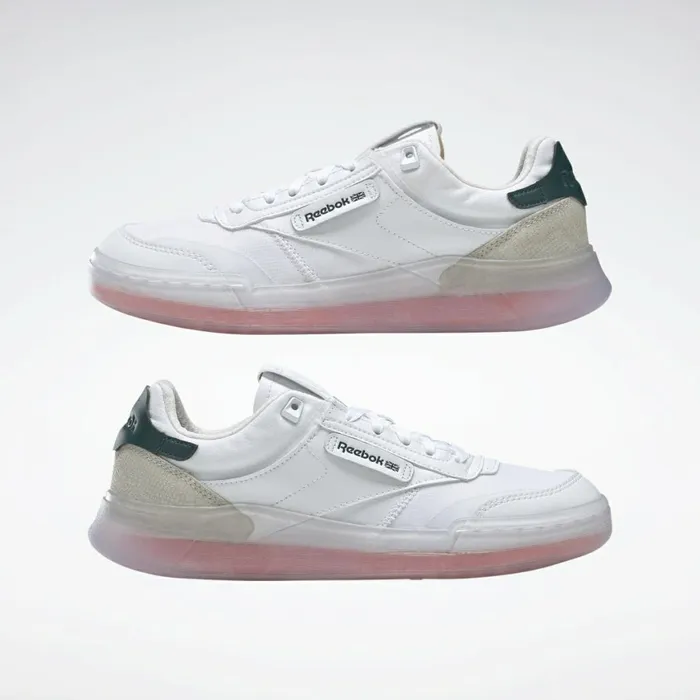 Classics Shoes Womens Reebok Club C Legacy Shoes White Twisted Coral Forest Green