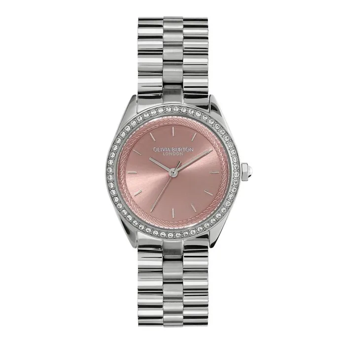 Color Dial Watches Women Olivia Burton 34mm Bejewelled Mellow Rose and Silver Bracelet Watch Color Dial Watches Women Olivia Burton 34mm Bejewelled Mellow Rose and Silver Bracelet Watch