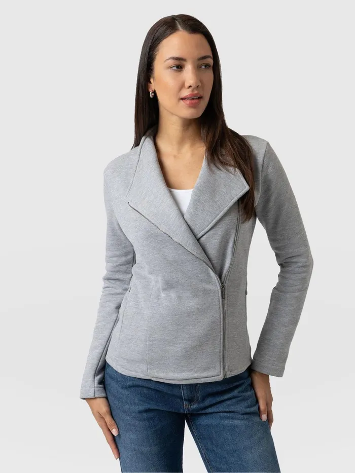 Cotton Biker Jacket 8211 Grey Grey Women Saint And Sofia Coats and Jackets