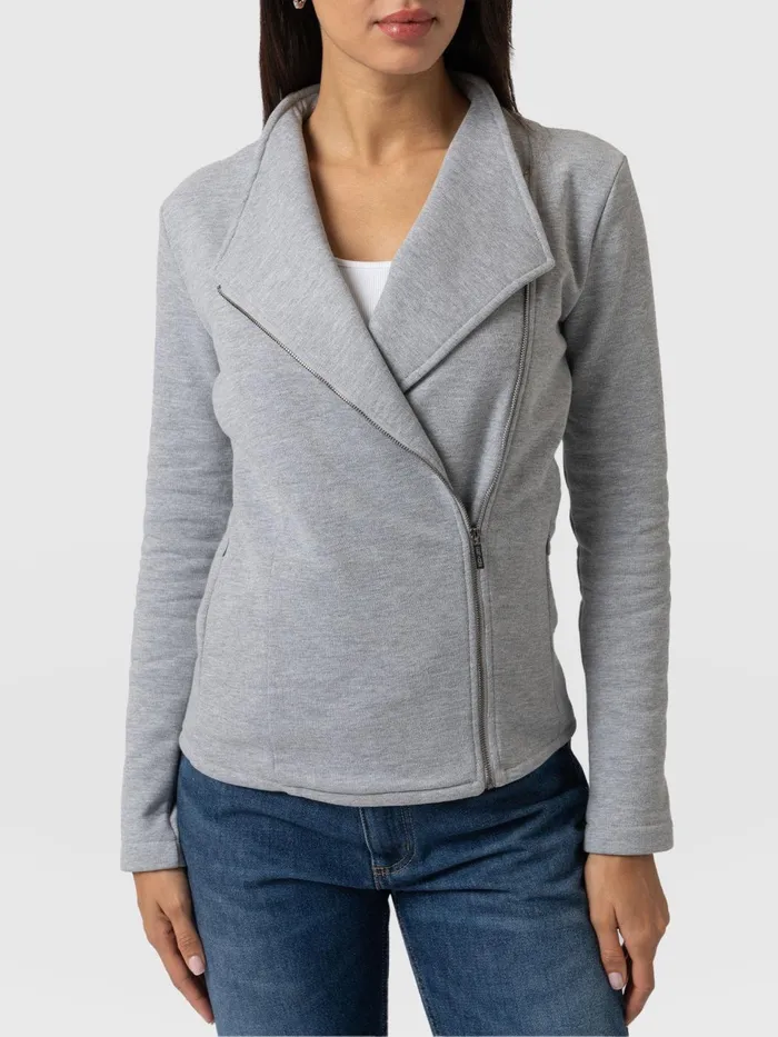 Cotton Biker Jacket 8211 Grey Grey Women Saint And Sofia Coats and Jackets